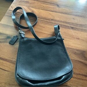 Coach Black Leather Crossbody Bag with Gunmetal Hardware